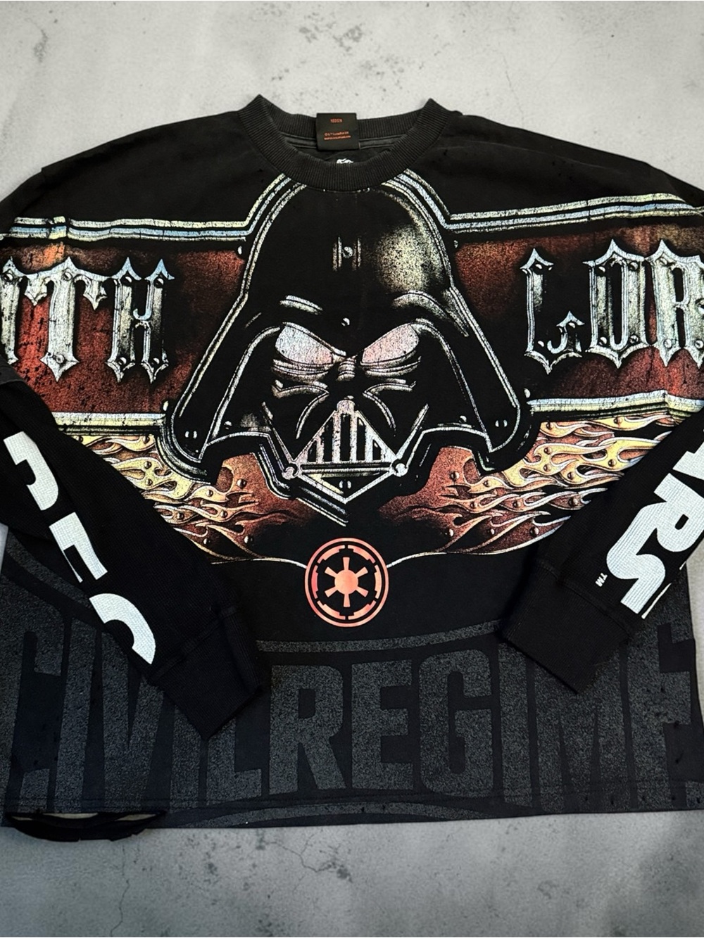 Black Star Wars Graphic Long Sleeve Tee - Darth Vader Motif